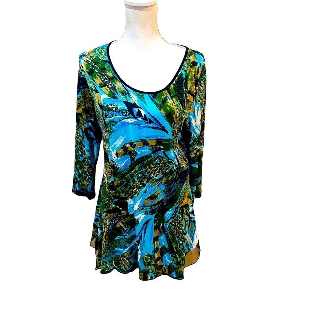 Abstract Blue and Green Women's Tunic